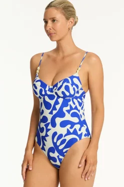 Women Sea Level Seascape Balconette Bra One Piece