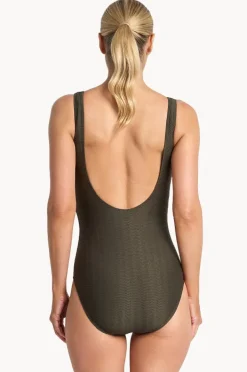 Women Jantzen Sky High Bar Surplice One Piece