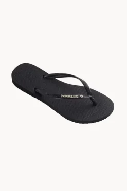 Women Havaianas Slim Metal Logo Crystal Thong