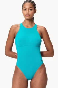 Women Speedo Solid Racerback Zip One Piece