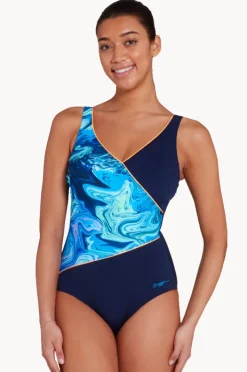 Women Zoggs Spatial Wrap Front One Piece