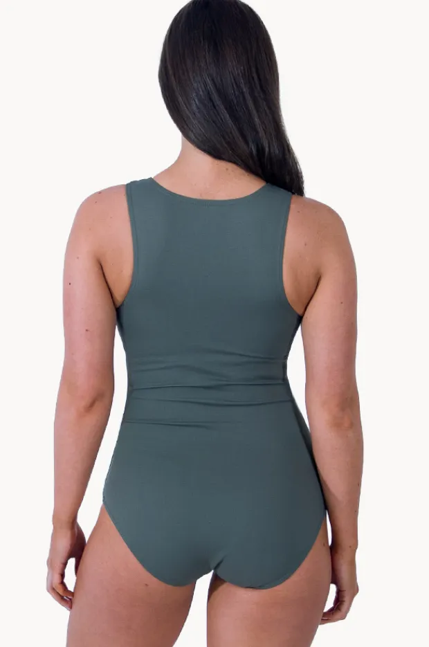 Women Base Swim Sports Zip Through One Piece