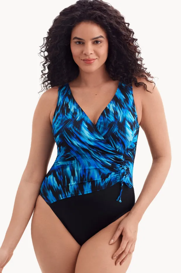 Women Longitude Summer Waves Long Torso Cross Over One Piece