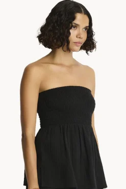 Women Sea Level Sunset Shirred Bandeau Top
