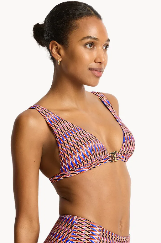 Women Sea Level Tessera Chain Link Longline Tri