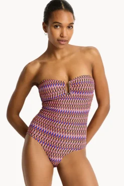 Women Sea Level Tessera U Bar Bandeau One Piece