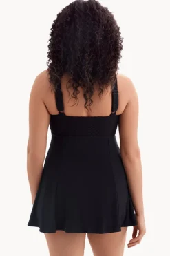 Women Longitude Texture Luxe Plunge Swim Dress