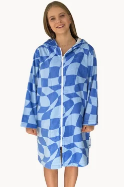 Women Back Beach Co Tidal Checker Hooded Towelling Robe L/XL