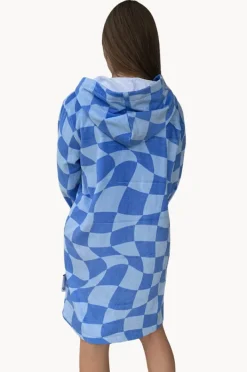 Women Back Beach Co Tidal Checker Hooded Towelling Robe L/XL
