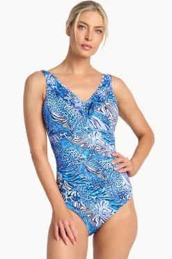 Women Jantzen Tigeress DD/E Cup Mesh Frill One Piece