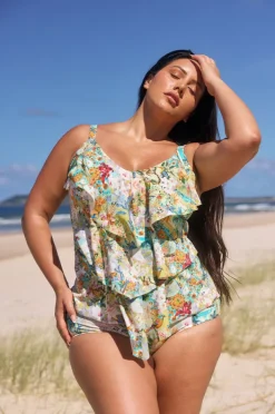 Women Capriosca Tropicana Tiered Frill Tankini Separate