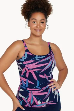 Women Genevieve Vintage Palms Scoop Neck Tankini Separate