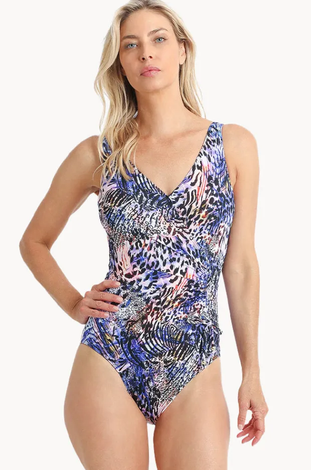 Women Jantzen Zion Gathered Cross Over One Piece